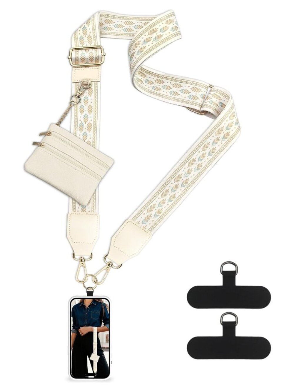 Phone Crossbody Strap with Detachable Coin Purse, Adjustable Neck Lanyard for
